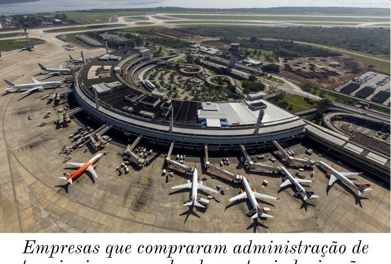 Aeroporto do Brasil com vários aviões estacionados