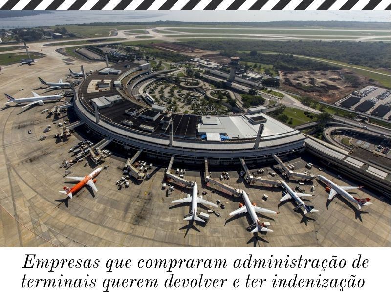 Aeroporto do Brasil com vários aviões estacionados